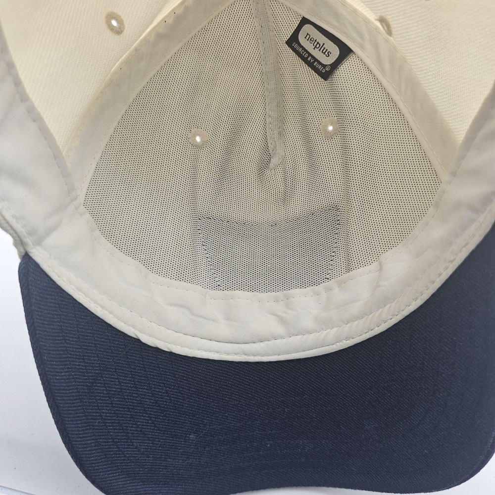 Brixton Company Hat Cap Snap Back Mens One Size Beige Navy Baseball Patch Logo - Picture 7 of 10